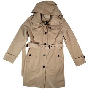 Michael Michael Kors Womens Beige Trench Coat Belted Removable Hood Liner Size M